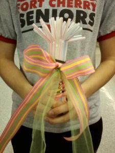 To ensure no flowers go to waste, Schaeffer has students practice design principles with straws. 