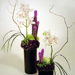 Contemporary Orchid Design Pair