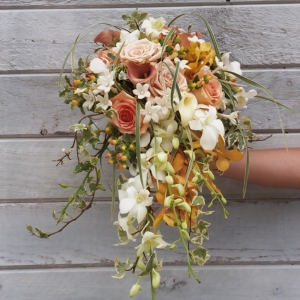 Sunset Hued Cascading Bouquet`