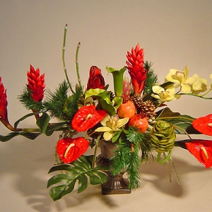 Tropical Silk Christmas Centerpiece