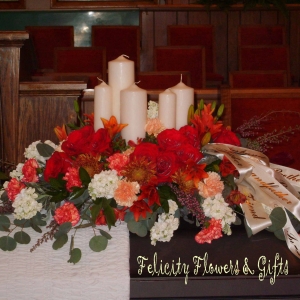 Fall Casket Spray w/ Candles