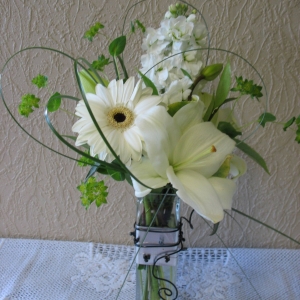 white vase bouquet