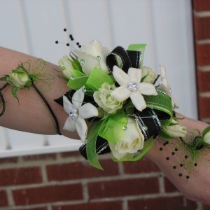 lime green wrap-around prom corsage