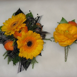 yellow gerb & ranunculus prom flowers