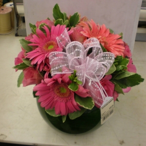 Pink Bubble Bowl Arrangement