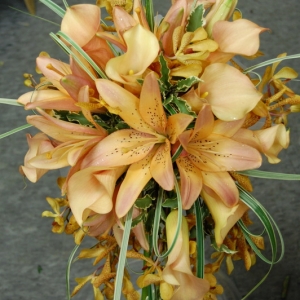 Sunset Hued Cascading Bride's Bouquet