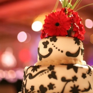 Dramatic Wedding Cake with Gerbers