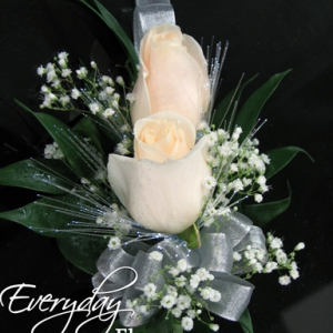 White Rose Corsage With Fiber Optics