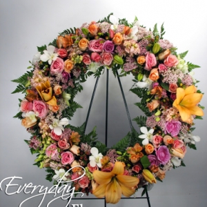 Sympathy Wreath Peach & Pinks