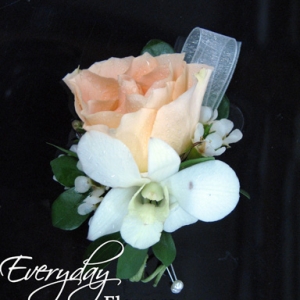 Peach Rose Boutonniere With White Orchids