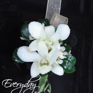 Double White Orchid Boutonniere