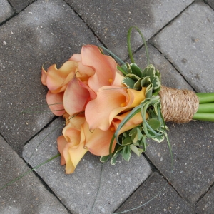 Handtied Peach Callas