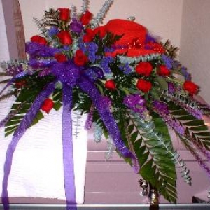 Red Hat Society Casket Spray