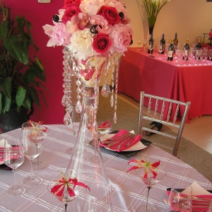 Tall Peony Hanging Crystal Centerpiece