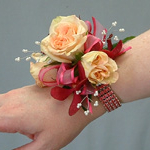 Prom Corsage on Rhinestone Bracelet