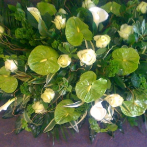Green and White Casket Spray