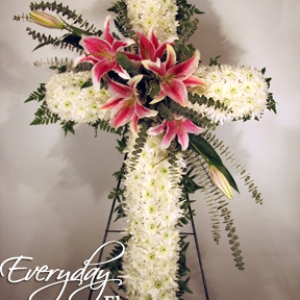 Sympathy Cross With Stargazer Lilies