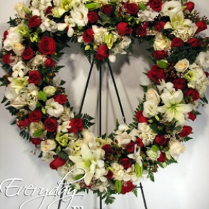 Red And White Open Heart Wreath.