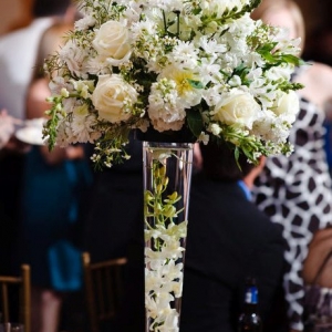 Trinity Flowers White Centerpiece for Tess' wedding
