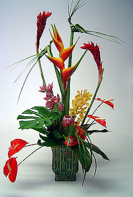 Avante Gardens - Tropical Arrangement with Woven Birds