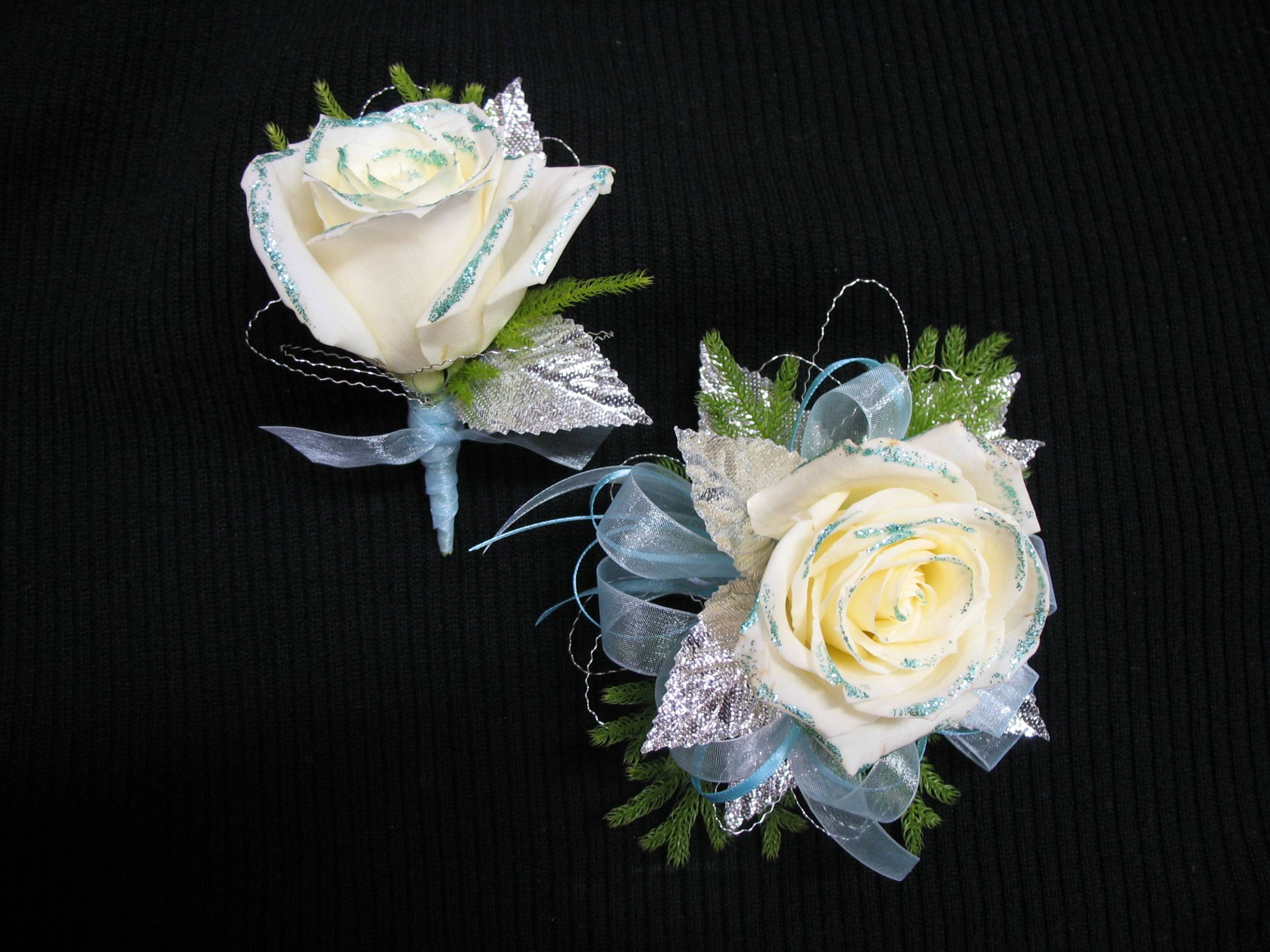 blue glitter prom roses
