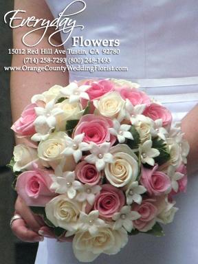 Bridal Bouquet Of Pink & Creme Roses with Stephanotis