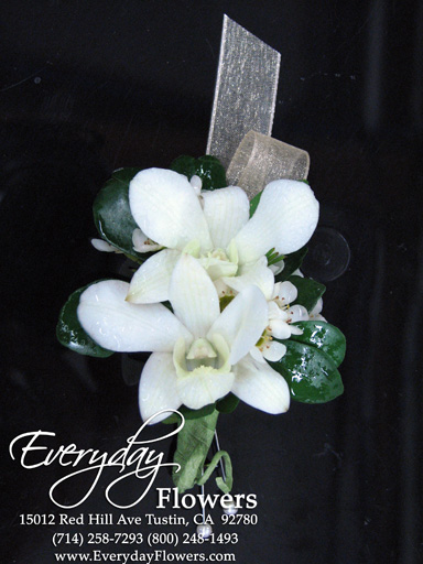 Double White Orchid Boutonniere