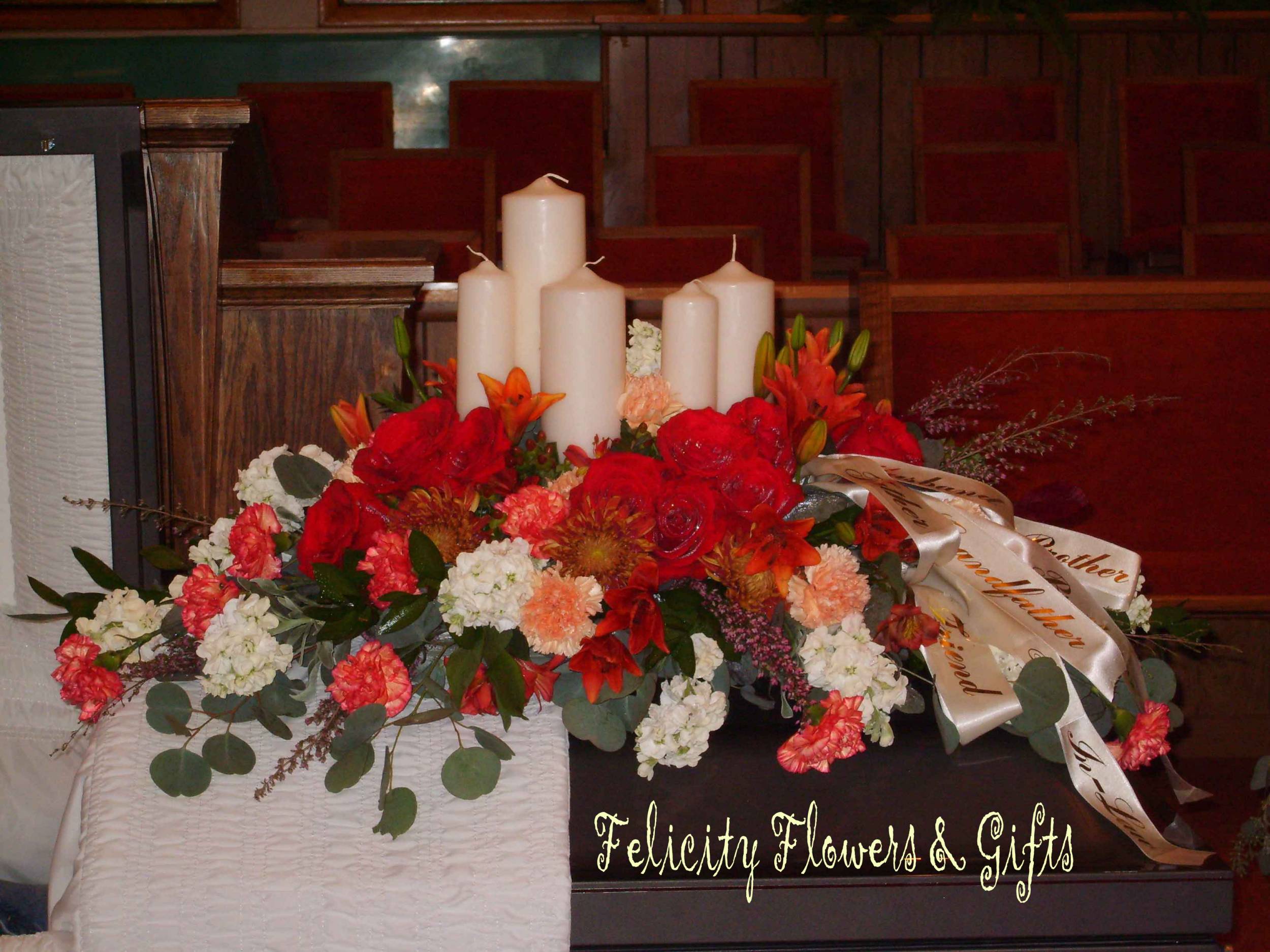 Fall Casket Spray w/ Candles