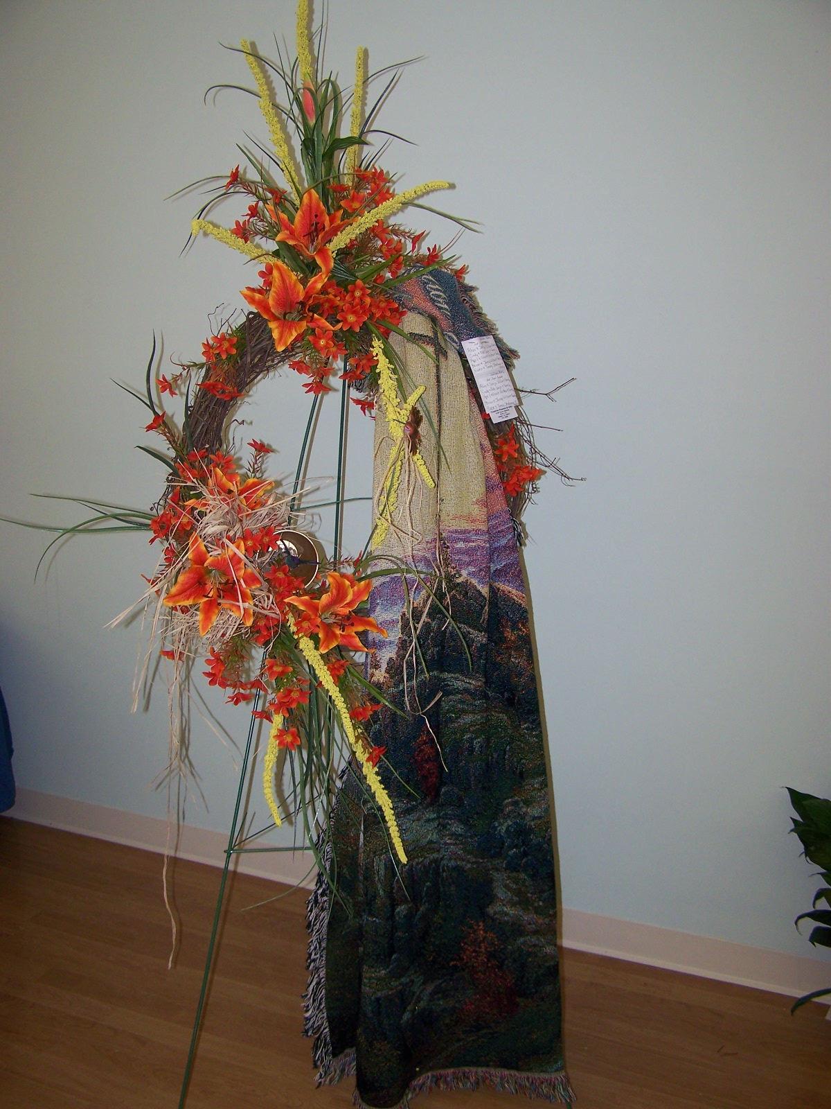 Funeral wreath with Throw