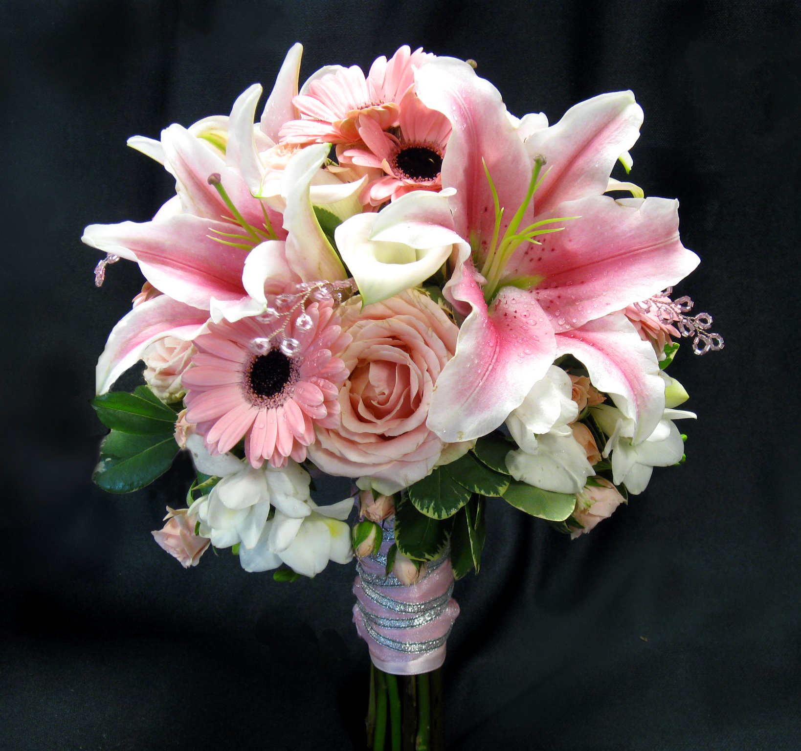 Pink and white wedding bouquet