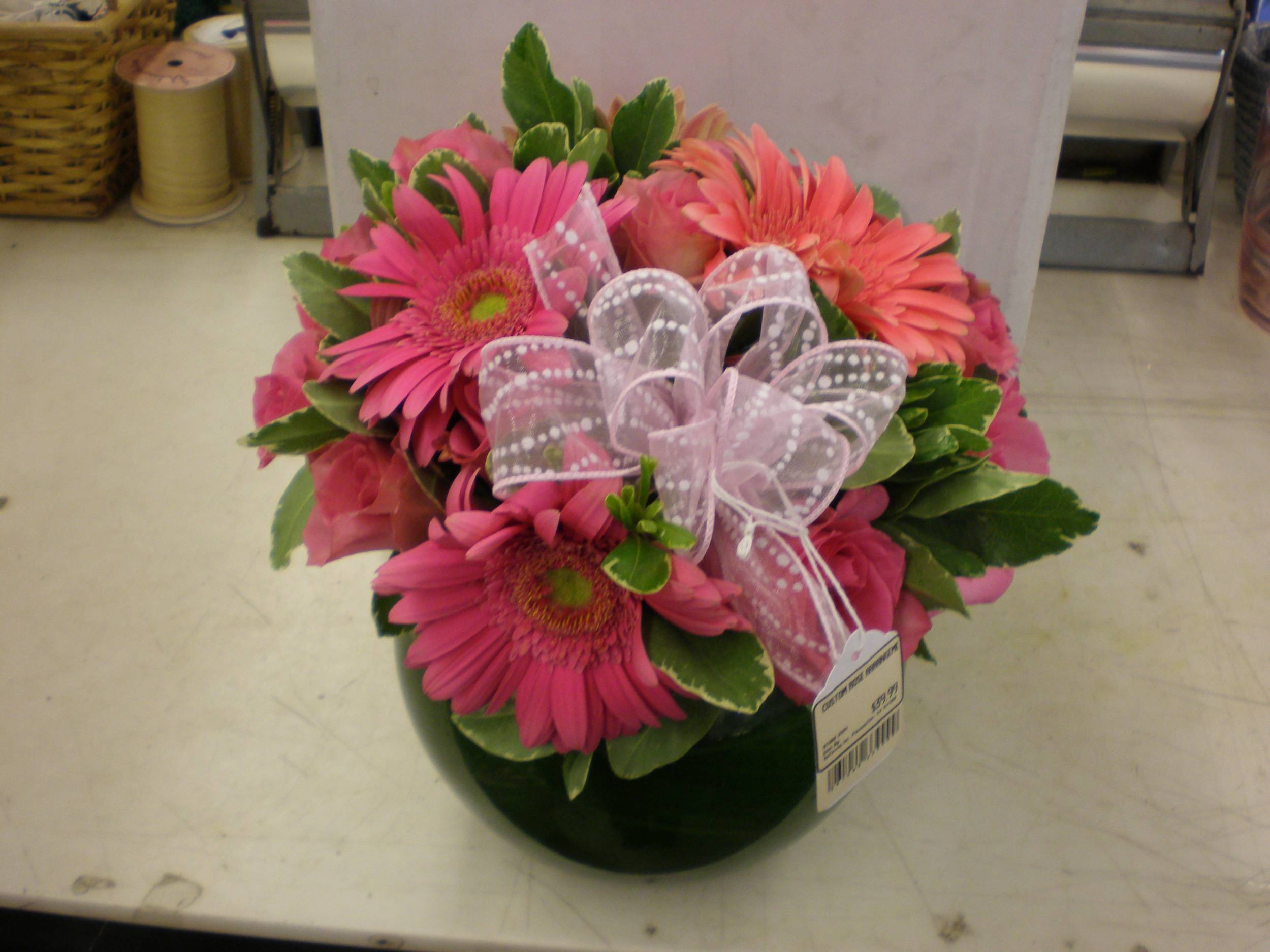 Pink Bubble Bowl Arrangement