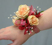 Prom Corsage on Rhinestone Bracelet