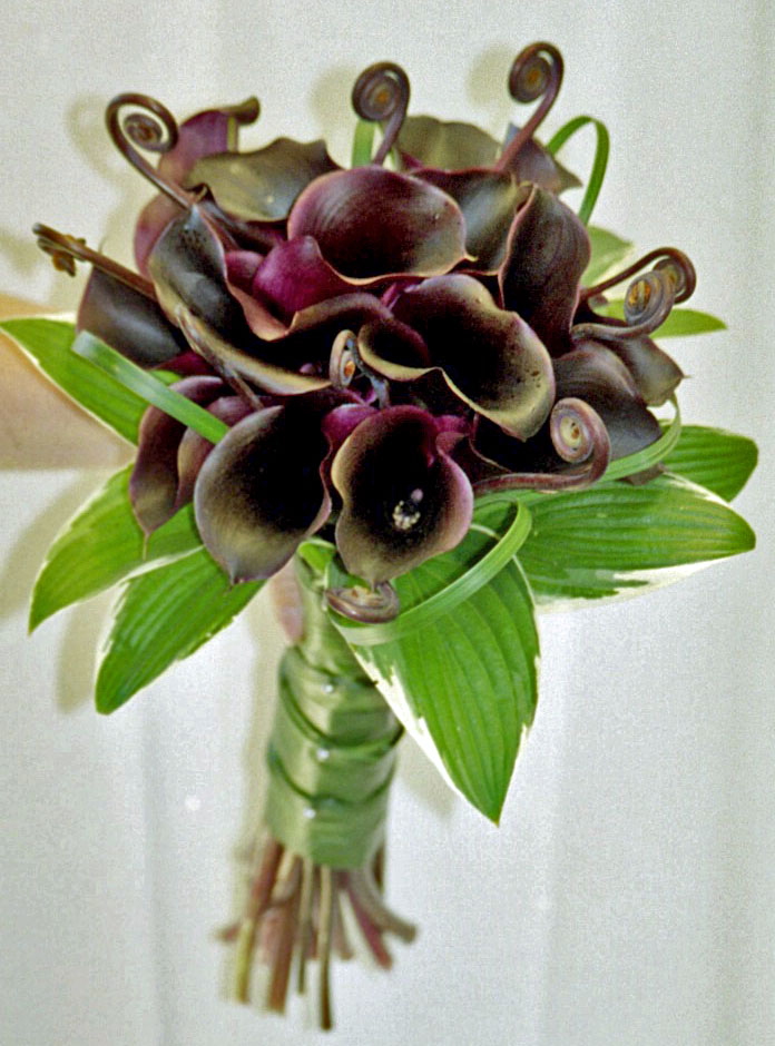 Purple calla wedding bouquet