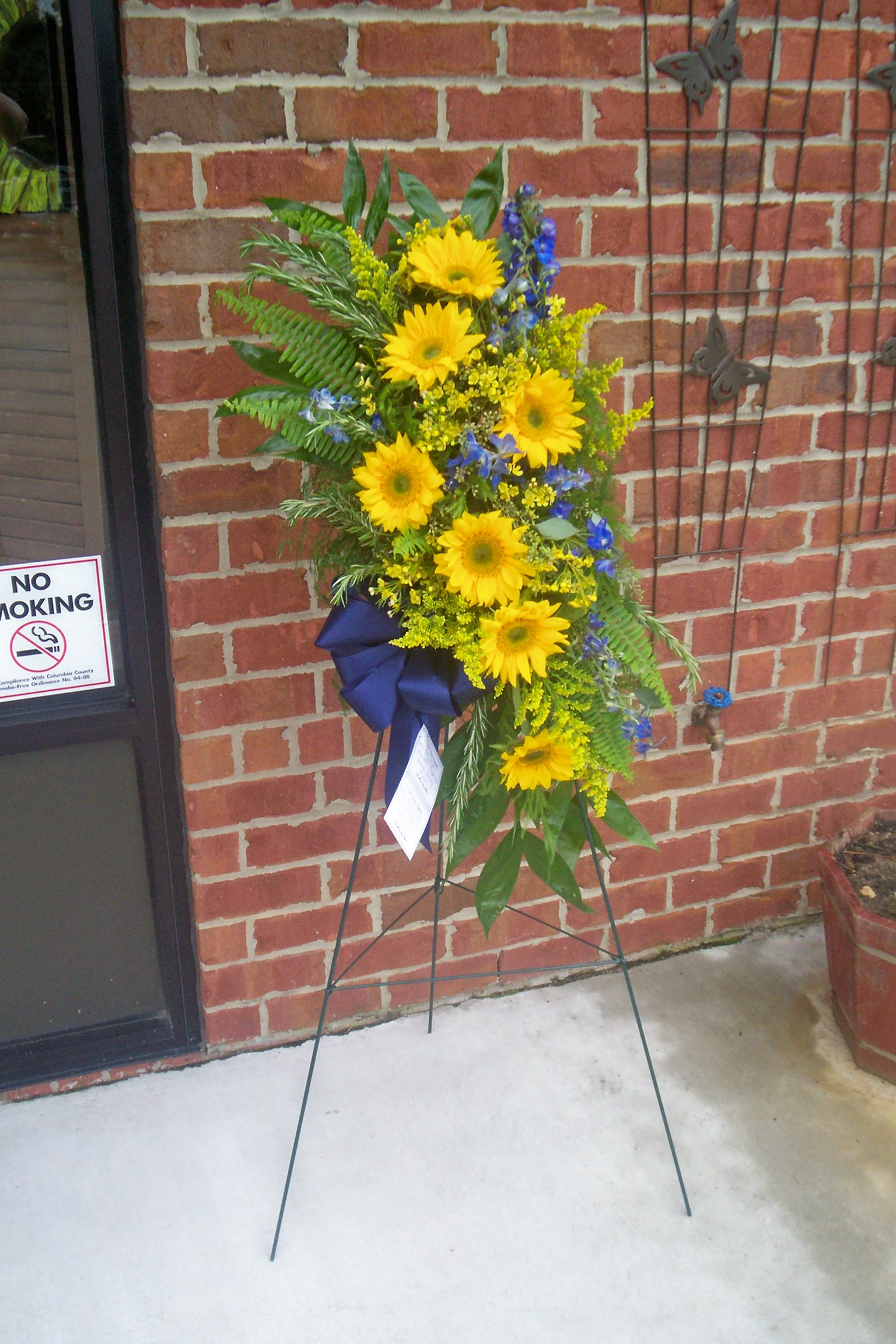 Sunflower and Delphinum Spray