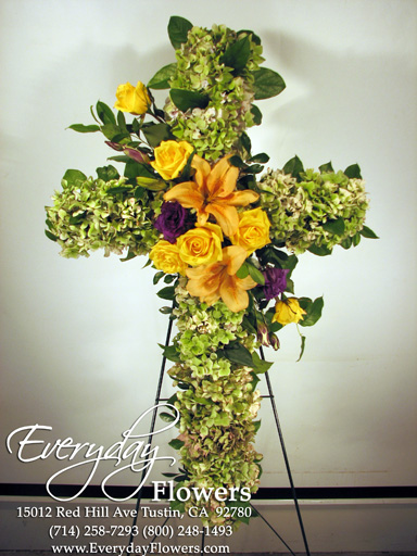 Sympathy Cross With Green Hydrangea