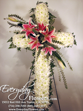 Sympathy Cross With Stargazer Lilies