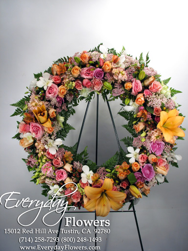 Sympathy Wreath Peach & Pinks