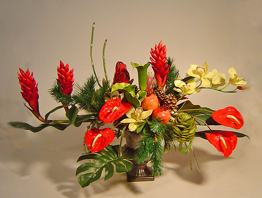 Tropical Silk Christmas Centerpiece